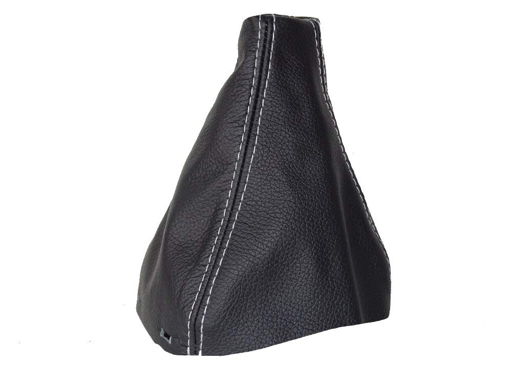 The Tuning-Shop Gear Gaiter Compatible with Saab 9-3 2003-2014 Black Leather Grey Stitch