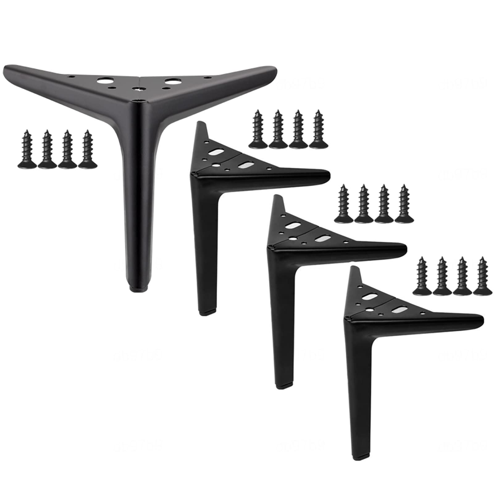 Gambe di Ricambio Metalliche,Triangolo Decorare Mobili Piedini,4 Pezzi DIY Modern Gambe Divano,per Gabinetto Armadio Letto Divano Tavolo Sedia Piede di Supporto (Nero),25cm/10in