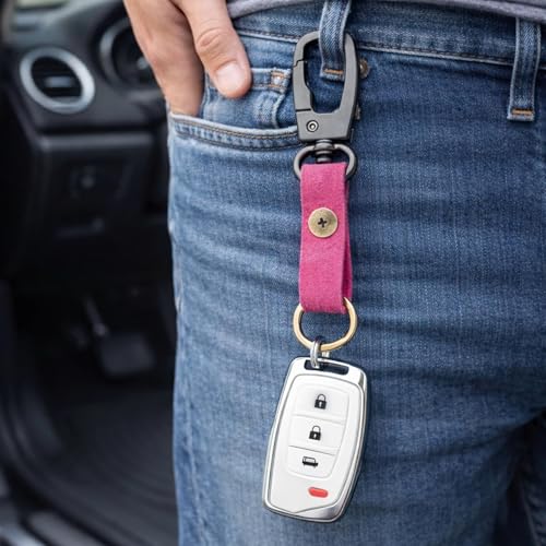 Image of THE MEN THING - Stylish Multicolor Stainless Steel Keychain for Men & Boys (FORGECLIP PINK)