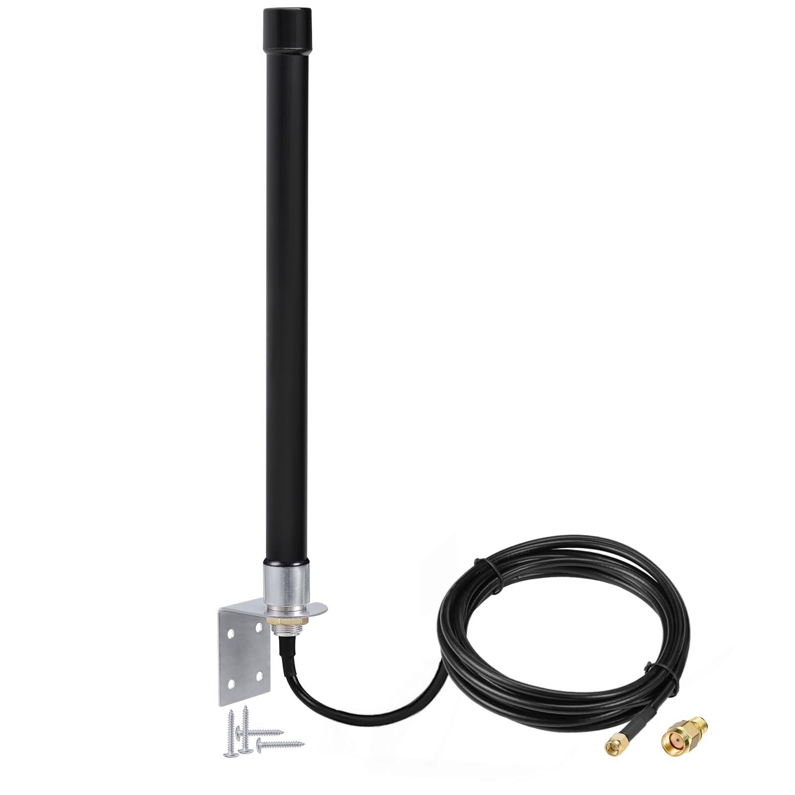 Bingfu 4G LTE Antenne Outdoor Große Reichweite 6 dBi SMA/RPSMA Wandmontage wasserdichte Glasfaserantenne mit 3 m Kabel kompatibel mit 4G LTE-Router Gateway Modem Sicherheitskamera, Mattschwarz