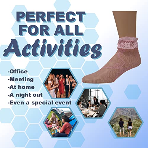 Image of EMEM Apparel Women's Lace Anklet Socks with Ruffle