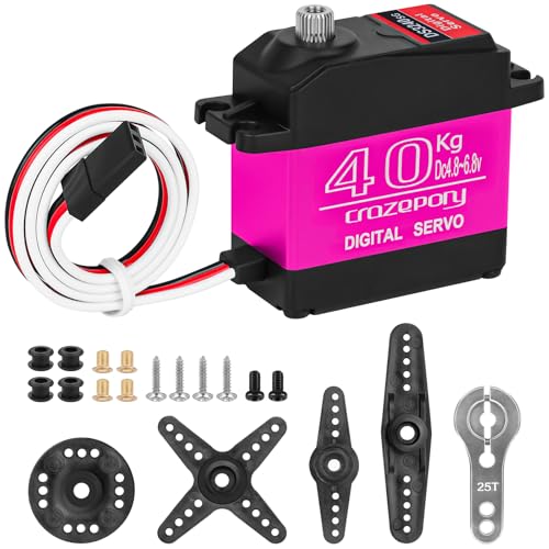 Crazepony Servo Motor 40KG High Speed RC Servo Digital Servo with 25T Servo Horn for 1/8, 1/10, 1/12...
