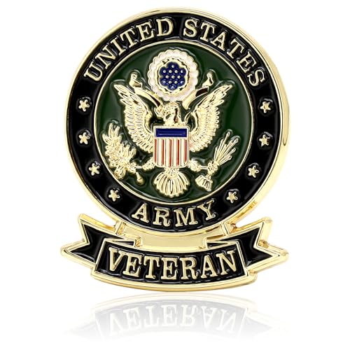 JEFUZH US Veteran Lapel Pin Enameled & Plated Army Pin Veterans Gifts for Hats