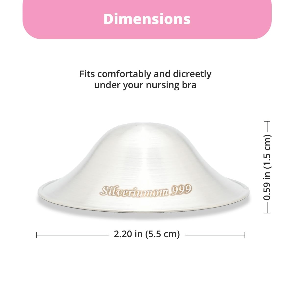 Silveriumom The Original Silver Nursing Cups - Nipple Shields for Nursing Newborn - 100% Pure Silver 999 Silver and Handmade - Nipple Covers Breastfeeding (Trilaminate Silver XL)