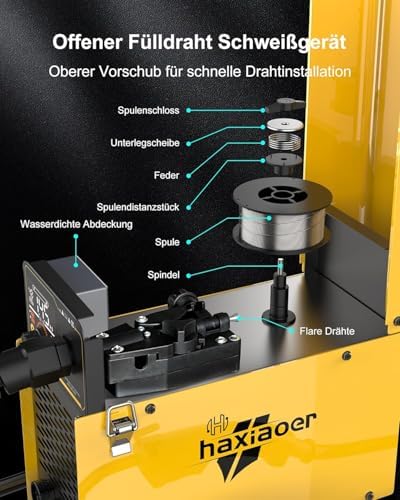 Bild 5 - 160A Schutzgas Schweissgerät MIG MAG, 4-in-1 Fülldraht Schweißgerät mit Fülldraht (FCAW)/MAG/MMA E-Hand/Lift TIG, Synergischem Drahtvorschub, IGBT, Fülldraht, Stahl Schweißdraht