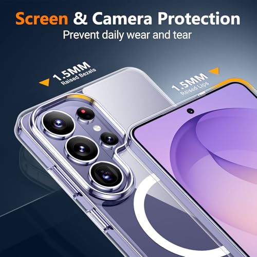 Image of SPIDERCASE Magnetic for Samsung Galaxy S26 Ultra Case,[Built-in Invisible Kickstand] Anti-Yellowing Anti-Scratched Shockproof Slim Phone Case for S26 Ultra 6.9'',Clear