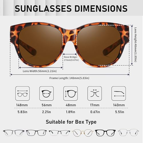 Image of HAOLOTA Fit Over Glasses Sunglasses for Women Polarized | Over Glasses Sun Glasses, UV400 Polarized Lens, Trendy Cat Eye Sunglasses, Lightweight and Flexible, Driving, Daily Use