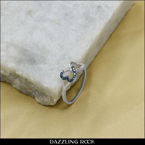 Dazzlingrock Collection 0.15 Carat (ctw) White & Blue Diamond Ladies Promise Two Double Heart Infinity Love Ring, Sterling Silver3