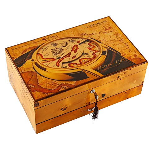 HYX Schmuck- und Uhrenaufbewahrungsbehälter mit Manschettenknopf-Kasten-und Fach-Holz-Uhr-Kasten-Armband-Tablett mit abnehmbaren weichen Kissen großen Geschenk