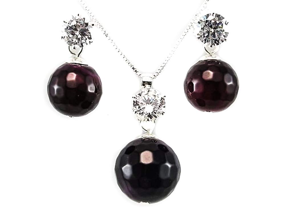 Conjunto Chica de Plata con Cuarzo Granate y Circonitas Hacer un Regalo Original a una Mujer Elegante