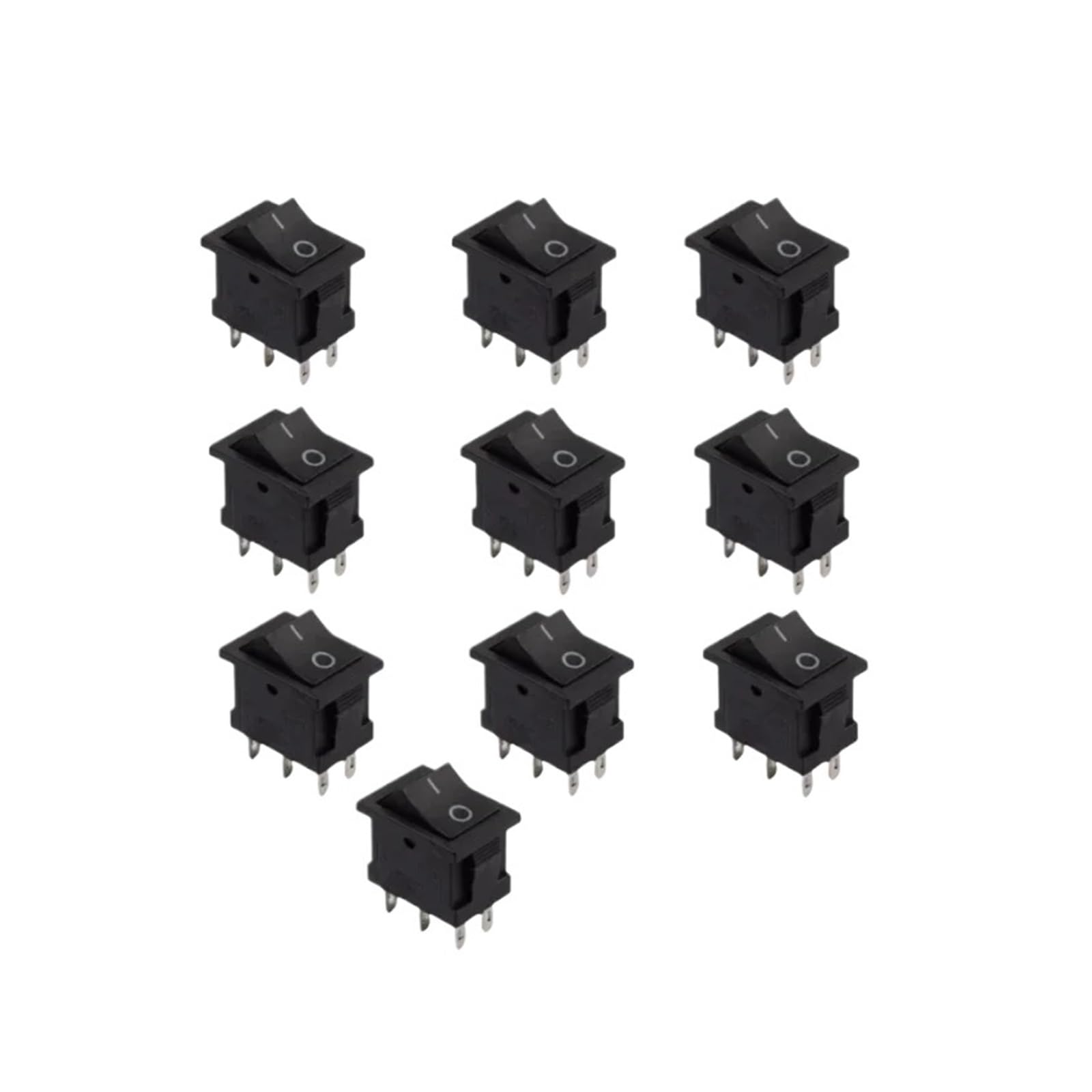 XQJVDGFRY 10PCS 2D6P-Black 15 x 21mm SPST On/Off Boat Rocker Switch 6A 250V KCD1 KCD1-101