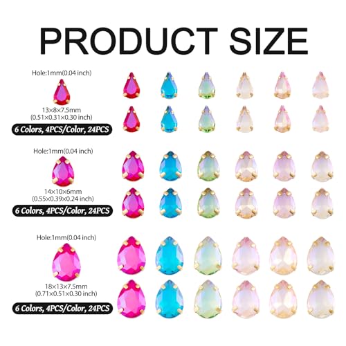 PH PandaHall 72pcs Sew on Rhinestones Teardrop Crystal Glass Claw Rhinestone Flatback Multi-Strand Links for DIY Dress Clothes Shoes Bag Decorations (GLAA-TA0001-41-YS-EU) - Image 2