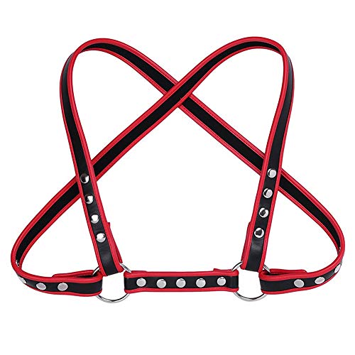 JEWE Men's Harness Leather Criss-Cross Back Body Chest Harness Adjustable Buckles2