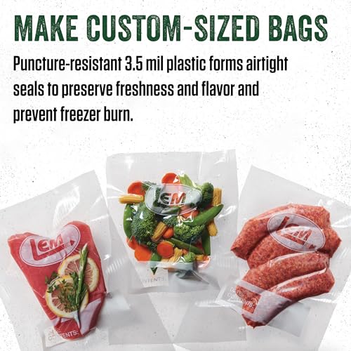 Image of LEM Products MaxVac Vacuum Sealer Bag Roll, 8 inch x 20', 2 Count | Make Custom Sized Bags for Food Storage, Puncture Resistant, Compatible with Major Vacuum Sealer Brands