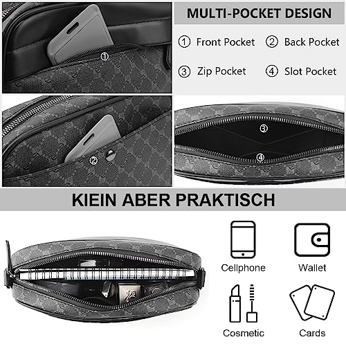 PU Umhängetasche Hohe Kapazität Tasche, Messenger Bags Schultertasche für Herren mit Sport wasserdicht Freizeit Brusttasche,Gürteltasche Büro kleiner Rucksack,für Arbeit Reisen