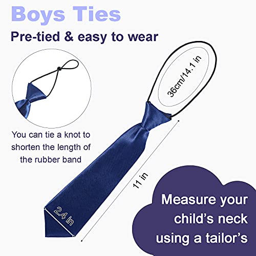 SATINIOR 12 Pieces Boys Ties Clip On Neckties Pretied Tie Solid Color Necktie Neck Strap Formal with Elastic for Kids Wedding Graduation School Uniforms, Assorted Colors, 11L x 2.4W''2
