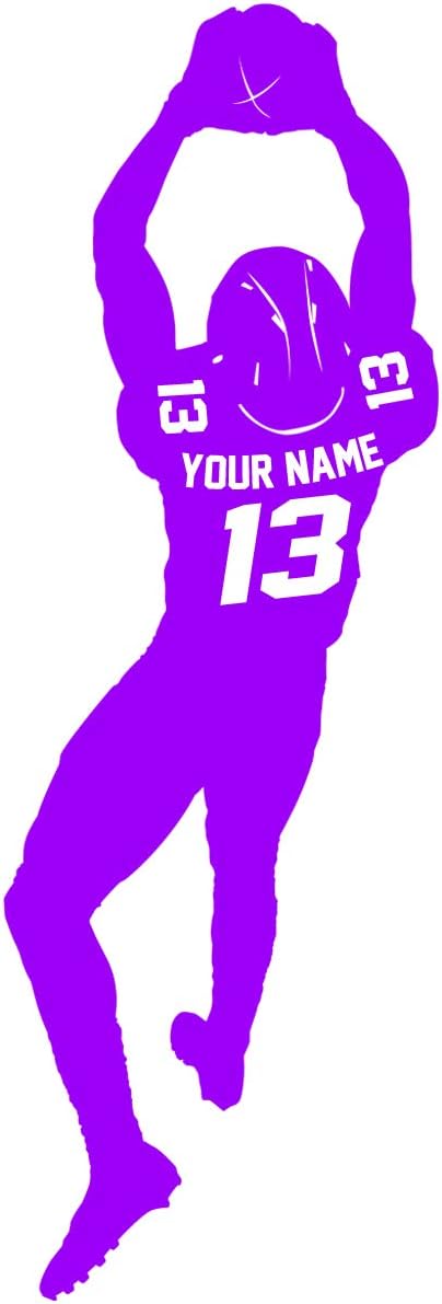 VWAQ Custom Football Player Wall Decal - Personalized Name Sports Sticker Vinyl Decor - CS48 (60" H X 20" W, Black)