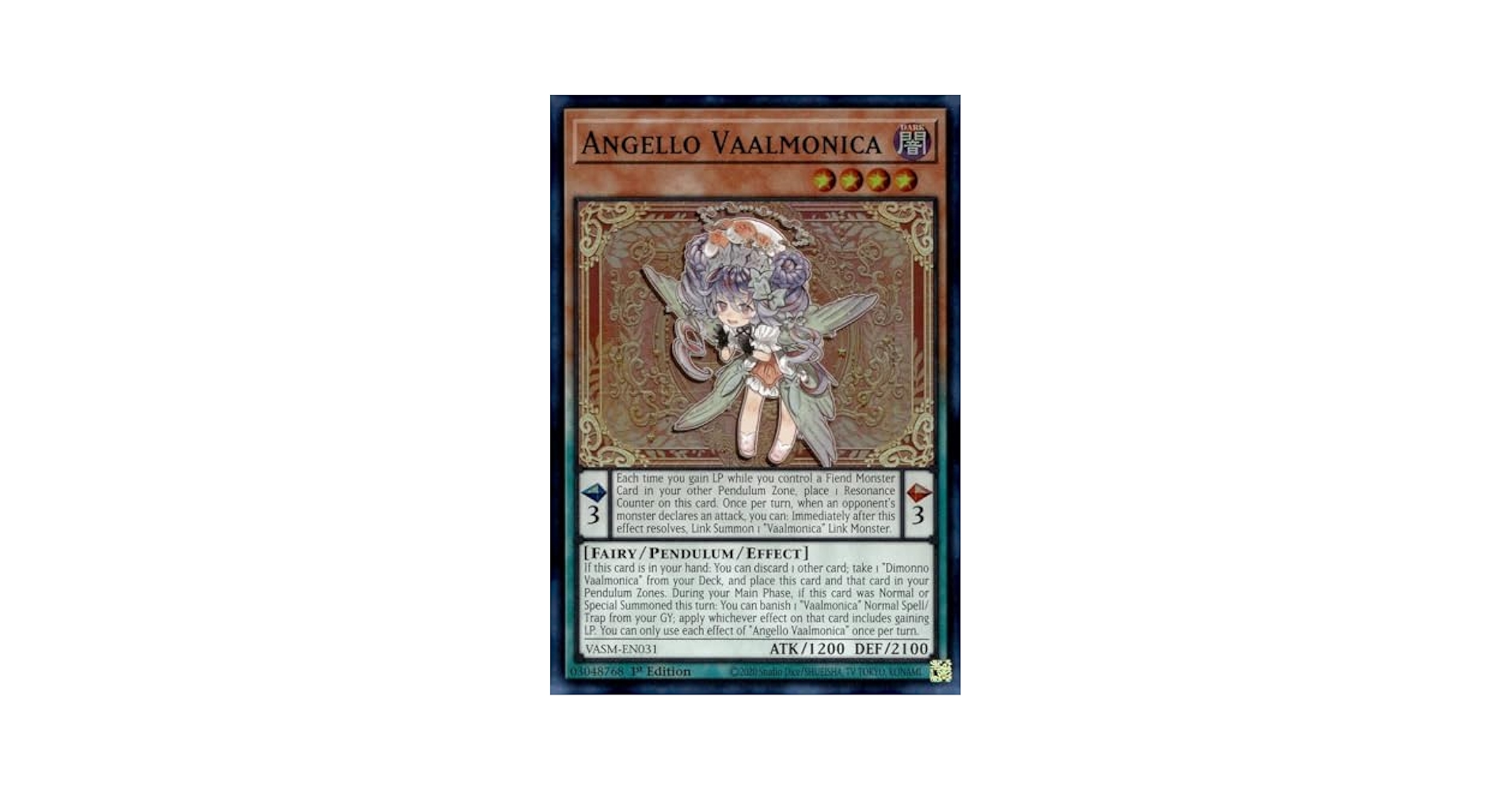 遊戯王OCG デュエルモンスターズ Angello Vaalmonica 1st Edition Amazon.com: Angello Vaalmonica (CR) - VASM-EN031