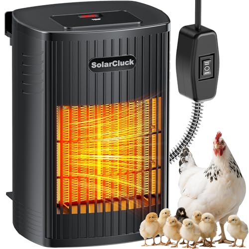 Smart Chicken Coop Heater With Thermostat, 600W/300W Winter Chicken Heater for Inside Coop, Dog House, Built-in Adaptive Temperature Sensor, Adjustable Temp, 6.5Ft Anti-Chew Cord, Memory Function