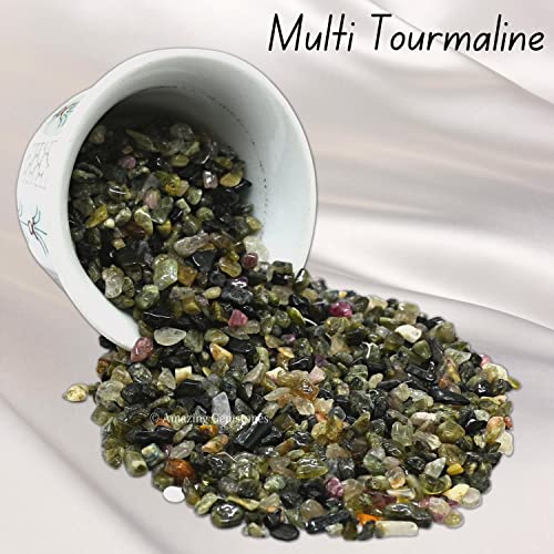 Image of Amazing Gemstone Multi Tourmaline Crystal Chips Aquarium Gravel Rocks - Bulk Fish Tank Gravel, Small Tumbled Stone and Tiny Crystals for Decoration (Natural AAA Grade Gemstones)