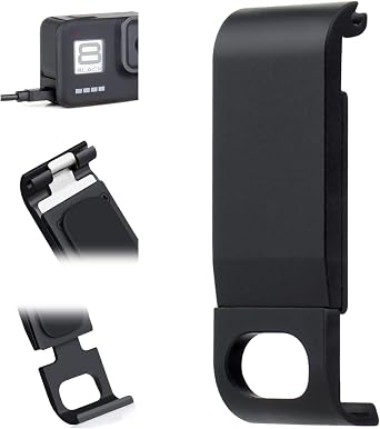 YALLSMAE Aluminum Replacement Side Door for GoPro Hero 8 Black with Charging Port, USB-C Pass-Through Battery Door Cover for Continuous Recording, Spare Repair Part Camera Accessories for GoPro 8