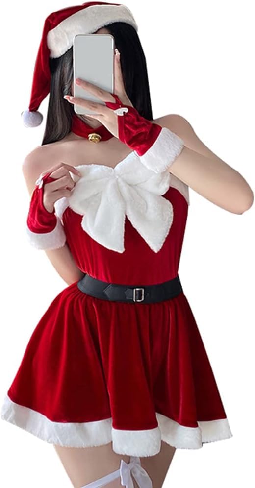 [YZYVIOW] サンタ コスプレ 女性 サンタコス 可愛い セクシー レディース 仮装 ワンピース 衣装 クリスマス コスチューム サンタクロース 演出服 イベント 新年会
