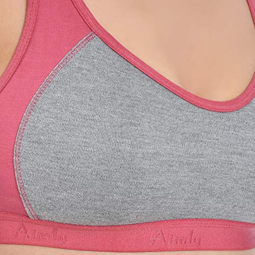 Image of Aimly Women's Cotton Non-Padded Wire Free Full Coverage Bra Searose, Dark, Pink, Maroon Size: 38