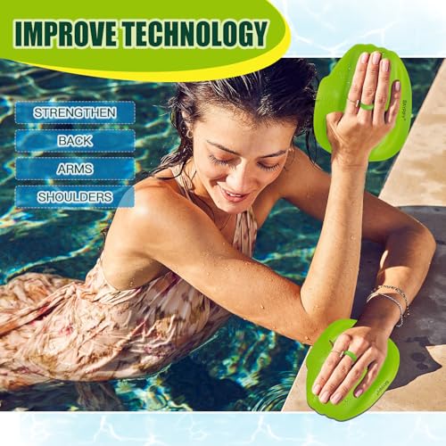 Baypify Swimming Hand Paddles - Professional Large Surface Swim Training Paddles for Adults, Build Strength & Technique, Finger Holes Design for Freestyle & All Strokes