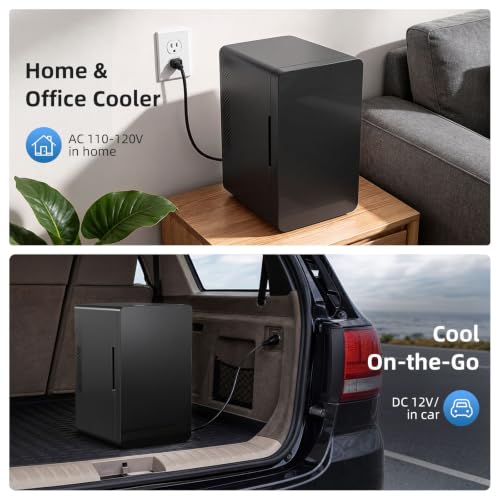 Image of Antarctic Star Mini Fridge 6L /8 Can Portable Cooler,Personal Compact Refrigerator for Skin Care, Food,Drinks or Cosmetics, AC /DC for Bedroom, Car, Office,Black