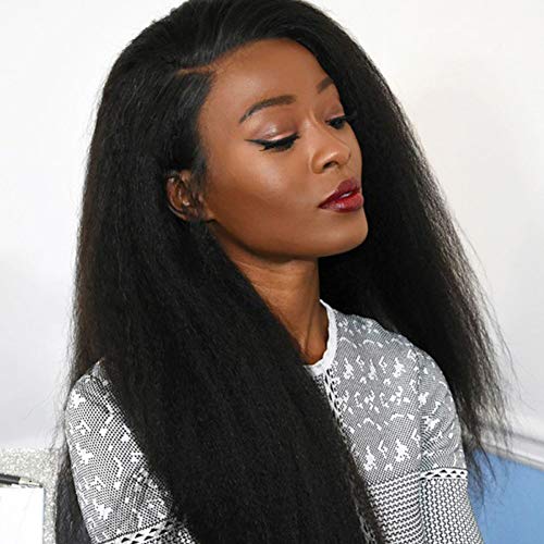 Peruvian Virgin Hair Kinky Straight Human Hair Bundles 10A Yaki Straight Weave Unprocessed Virgin Hair Extensions No Shedding Soft Hair Weft (18 20 22 inch)