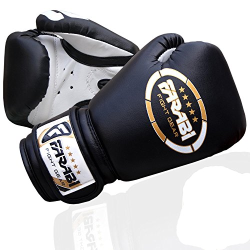 Farabi Sports Kids Boxing Gloves 4-Oz Kickboxing Muaythai Punching Bag Training Gloves Age 4-8 Year (Black, 4-Oz (Age 4-8) (Black, 4-Oz) #TOP4
