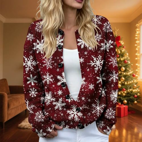 Christmas Sweaters for Women Plus Size Ugly Sweater Button Cardigan - image 2