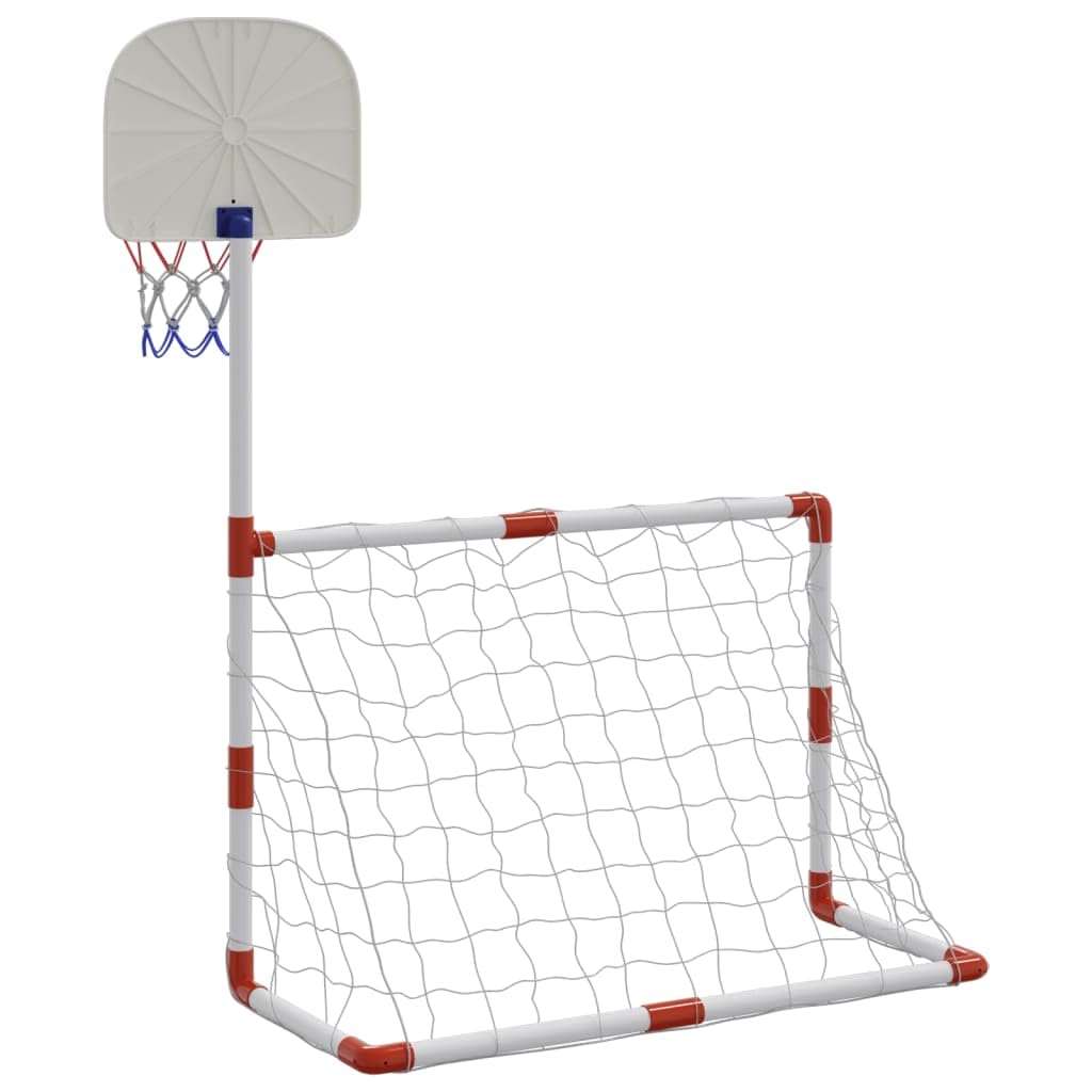 Juego de fútbol y baloncesto para niños con pelotas, juguete deportivo de movimiento para exteriores, juego de pelota activa, portería con red y anillo, 98 x 50 x 70 cm, para jardín
