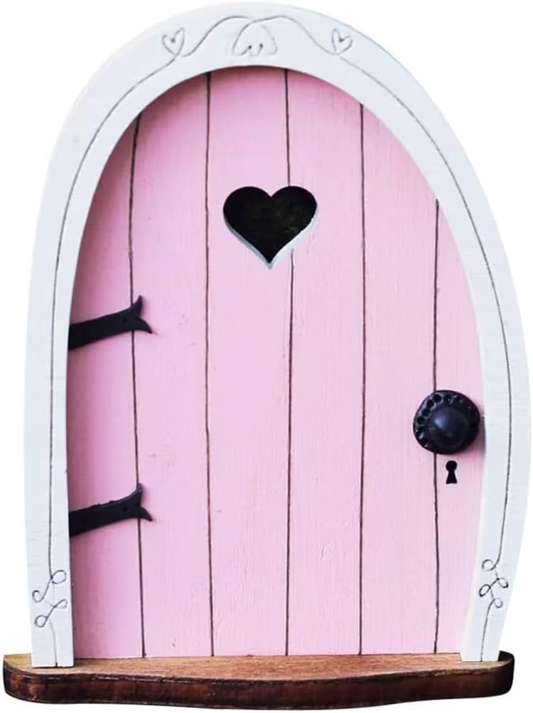 Wpppan Pink Streak Mini Fairy Garden Door For Tree, 3D Miniature Fairy Door For Fairytale Tiny House Doors, Bonsai Terrarium Micro Landscape Decoration Accessories Garden Miniatures