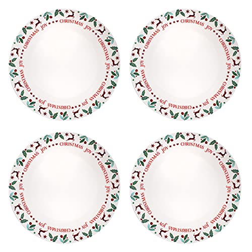 Harvey & Mason Set Of 4 Dinner Plates Joy Range Porcelain Festive Christmas Dinner Setting Decor Party