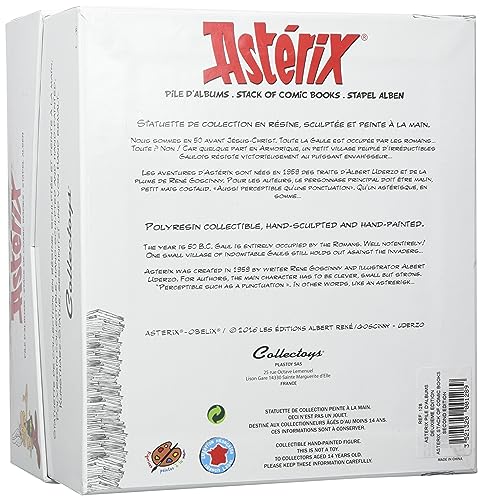 Figura Astérix y Obelix Plastoy sobre pila de cómics coleccionable para estantería 4