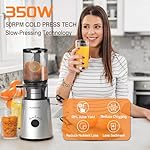 Cold Press Juicer, Slow Masticating Juicer Machines with 5" Feeding Chute Fit Whole Fruits&Vegetables, Stainless Steel Slow Masticating Juicer Easy to Clean, 99.6% Juice Purity, 1.5L Capacity. - Image 2