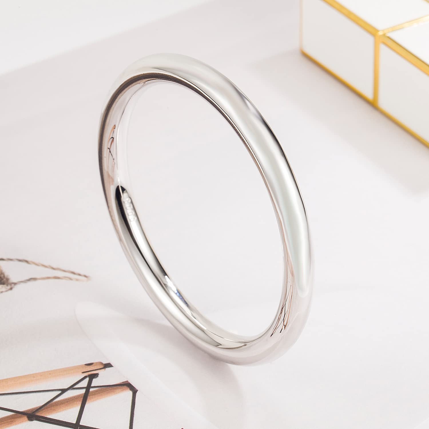 Minimalismo donna uomo 925 argento sterling bracciale larghezza 7-8MM diametro 60-65-68MM solido liscio su bracciale moda bei gioielli regali
