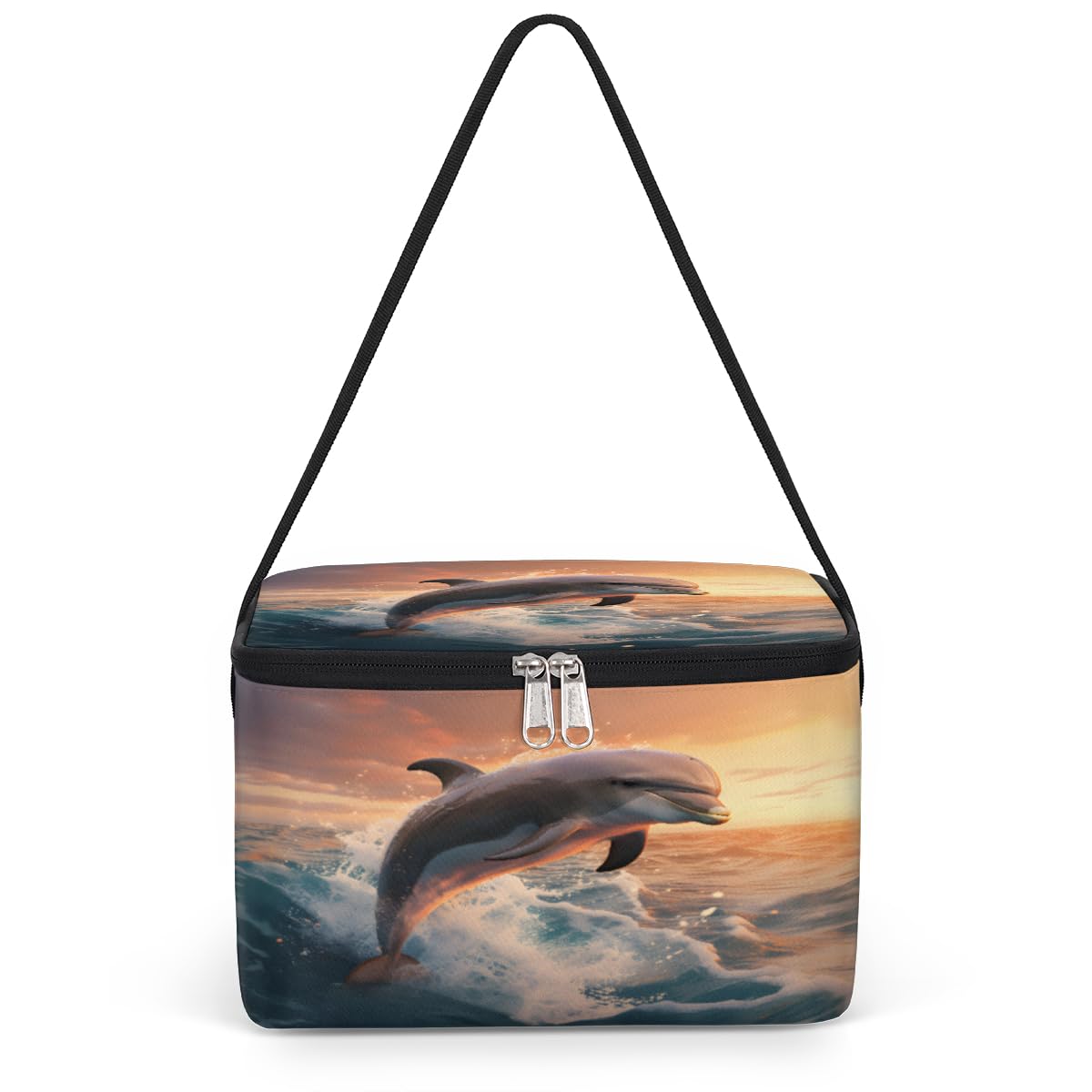 GzLeyigou Aquatic Animal Lunch Bags for Women Men 9 Cans, Hot & Cold Food Delivery Bag Insulated Grocery Bag Insulated Lunch Box Dolphin Cooler Bag for Office Work Picnic Beach
