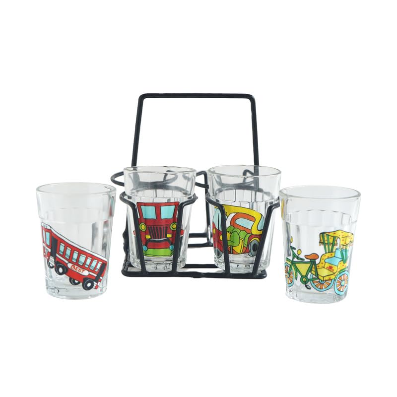 Tapri Tea Cups with Holder - Set of 4 -1