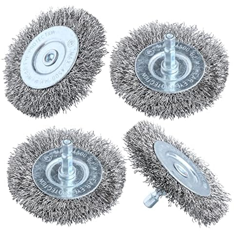 4PCS 3 Inch Stainless Steel Wire Wheel Brushes Kit for Drill with 1/4-Inch Hex Shank Cover