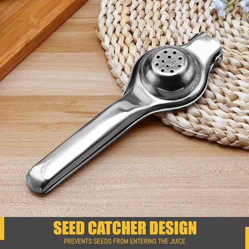 Image of Zureni Lemon Squeezer Stainless Steel Hand Press Citrus Juicer Manual Squeeze Heavy Duty Juice Extractor Dishwasher Safe Kitchen Tool for Nimbu Shikanji (Pack of 1)