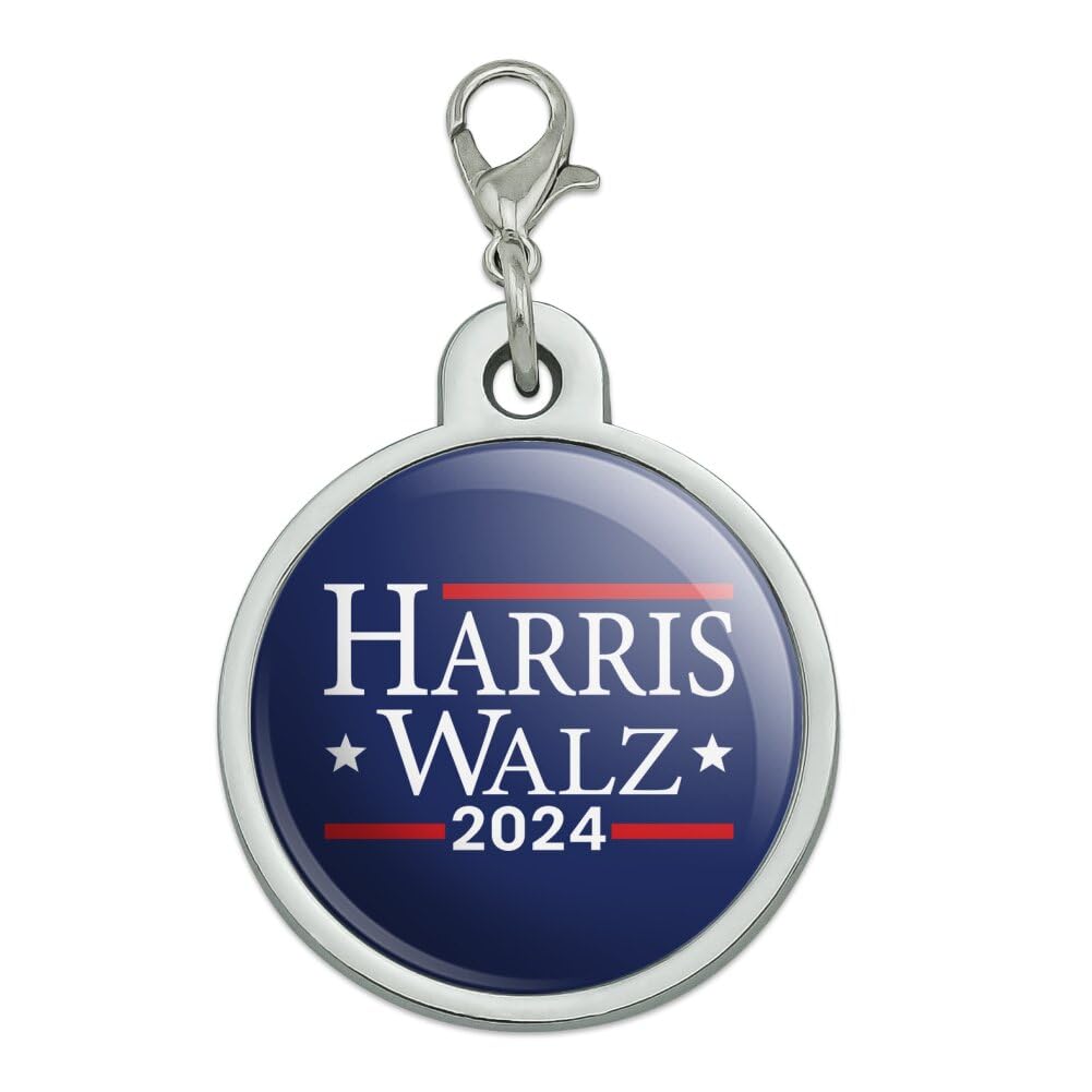 Harris Walz 2024 Chrome Plated Metal Pet Dog Cat ID Tag - Large