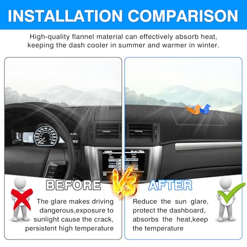 Image of Autorder Dashboard Cover Mat for 2006-2009 Ford Fusion /Mercury Milan Accessories Dash Cover Upgrade Flannel Dash Mat Sunshade Glare UV Rays Protector