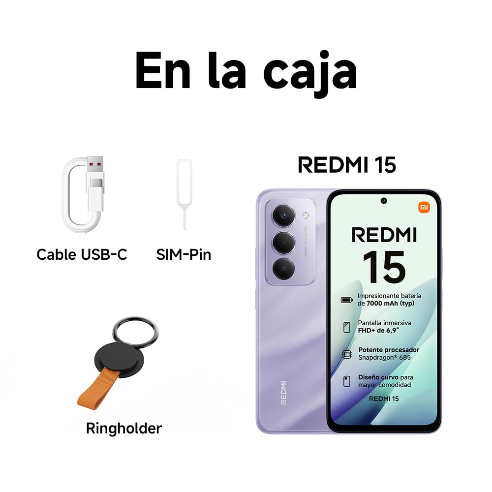 XIAOMI REDMI 15 - Smartphone de 8+256GB, Cámara Dual de 50MP con AI, Pantalla inmersiva de 6,9” FHD+, Snapdragon 685, Carga rápida de 33W, Cargador no Incluido, Gris (Versión ES)