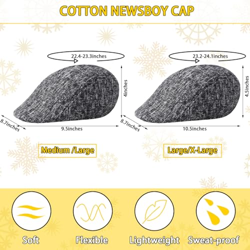 Image of Newcotte Newsboy Cap for Men Classic Herringbone Tweed Flat Cap Irish Beret Hat for Cabbie Driving Hunting