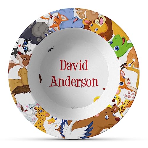 Personalized Animals Plastic Bowl - Microwave Safe - Composite Polymer