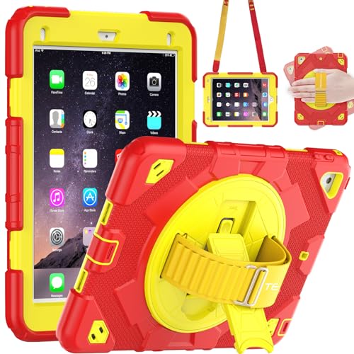 TECHGEAR SUPE Case fits Apple iPad 9.7 6th / 5th Generation (2018/2017) & iPad Air 2 9.7 & iPad Pro 9.7 Tough Rugged HEAVY DUTY Fun Case for Kids Boys Girls with Stand Hand & Shoulder Strap Case