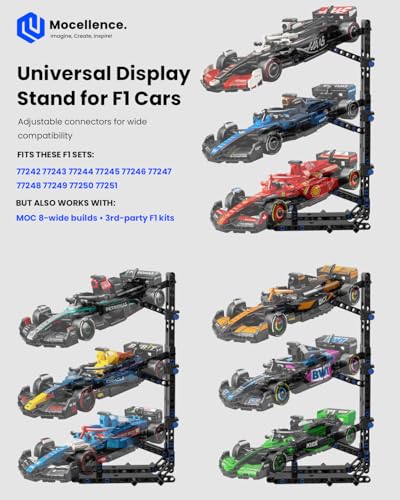 Image of Display Stand for Lego Speed Champions Formula 1 Race Car, Stand for F1 Car 66802 77242 77243 77244 77245 77246 77247 77248 77249 77250 77251 and Other 8-Stud car, Building Kit for Kid 6+