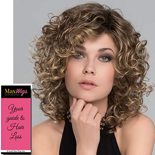 Jamila Plus Wig Color Hot Mocca Rooted - Ellen Wille Wigs 7" Mid Length Curly Volume Templae Lace Front Synthetic Natural Hairline Average Cap Bundle MaxWigs Hairloss Booklet